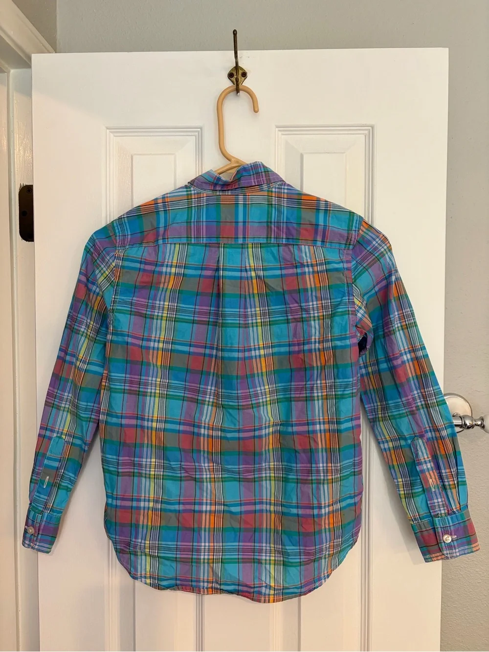 Ralph Lauren Boys Plaid Button Up Shirt Size 8 Small Cotton